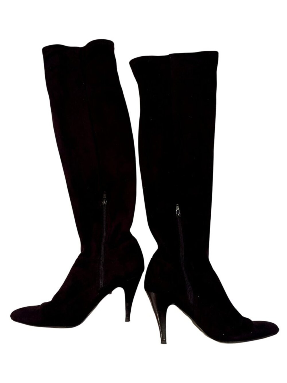 Nine West Over the Knee Boots Women's 8M Black Suede Stiletto 3"Heel Zip Tall